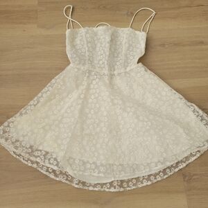 Lucy in the Sky Cream Floral Overlay Dress